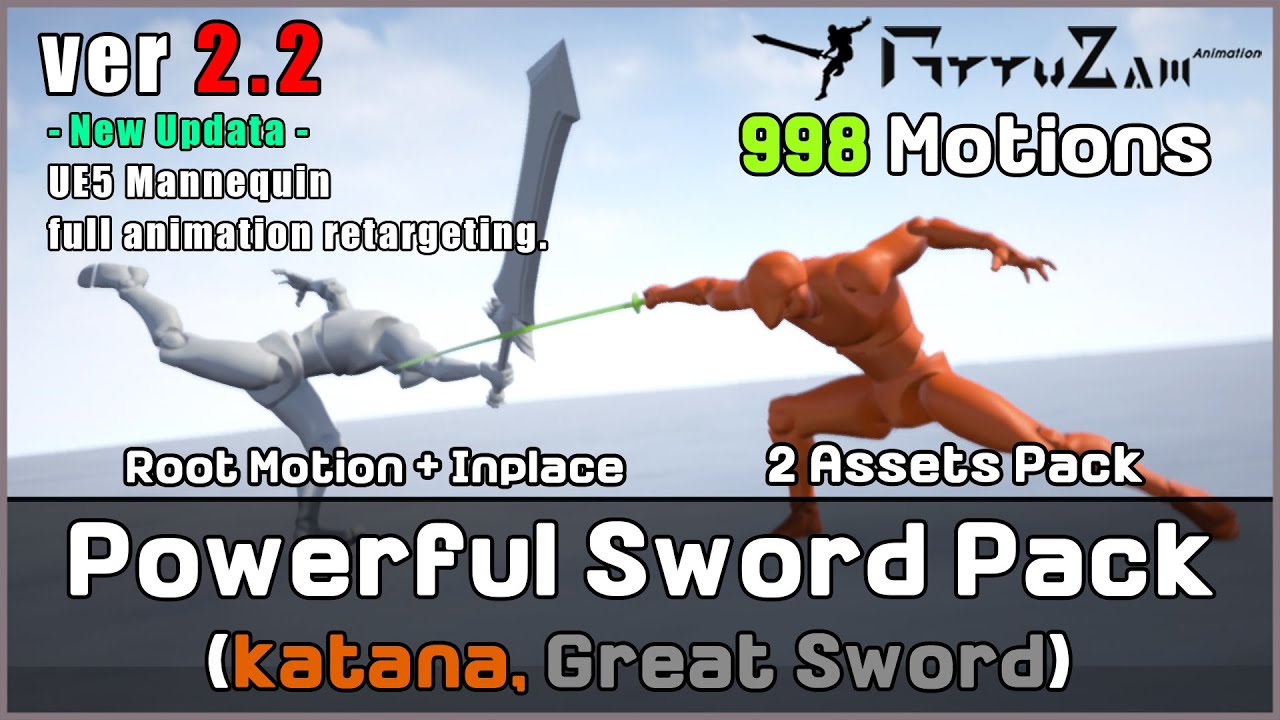 [Animation Asset] Grruzam Powerful Sword Pack(Great Sword, Katana) | BestSeller