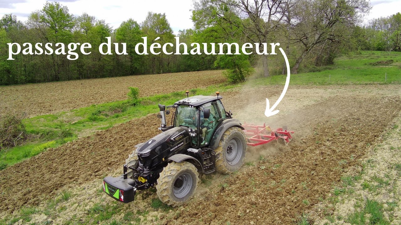 DÉCHAUMAGE sur les blés de 2022 avec un DEUTZ FAHR 6185TTV WARRIOR / DÉCHAUMEUR AGRAM 🟢⚫️