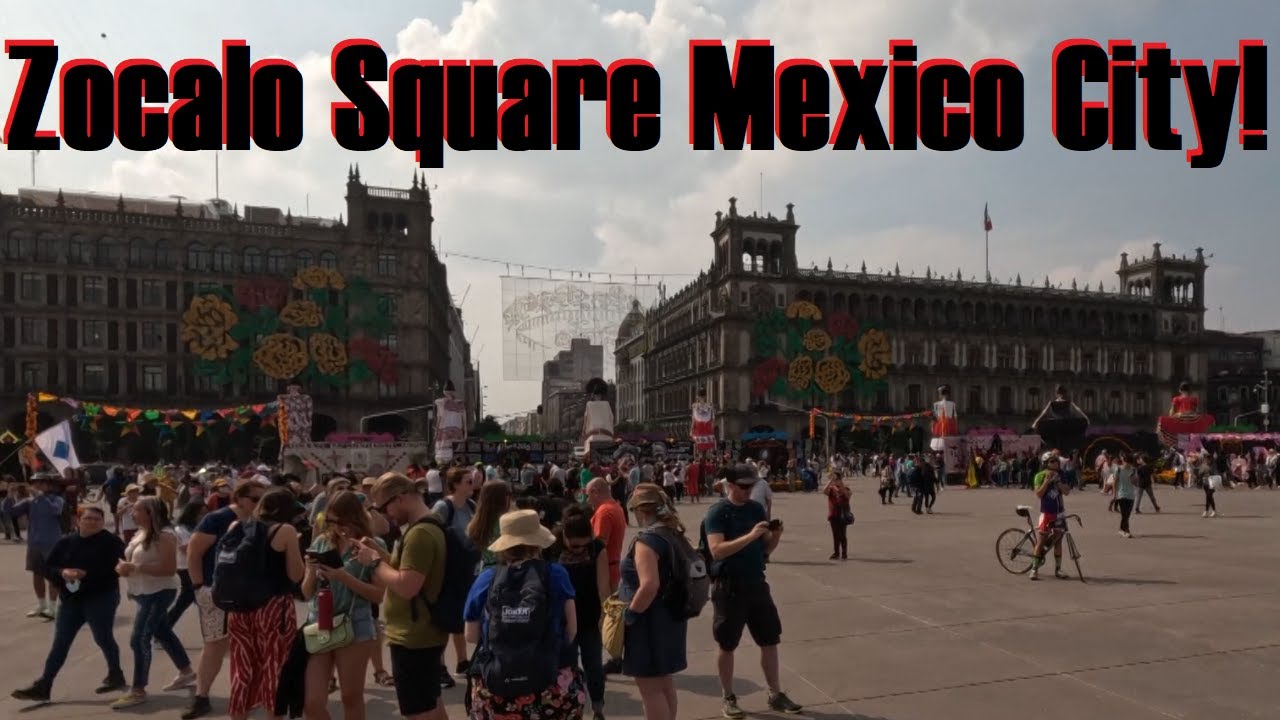 Zocalo square, Mexico City. Stroll around sights and sounds. Metropolitain Cathedral. Templo Mayor.