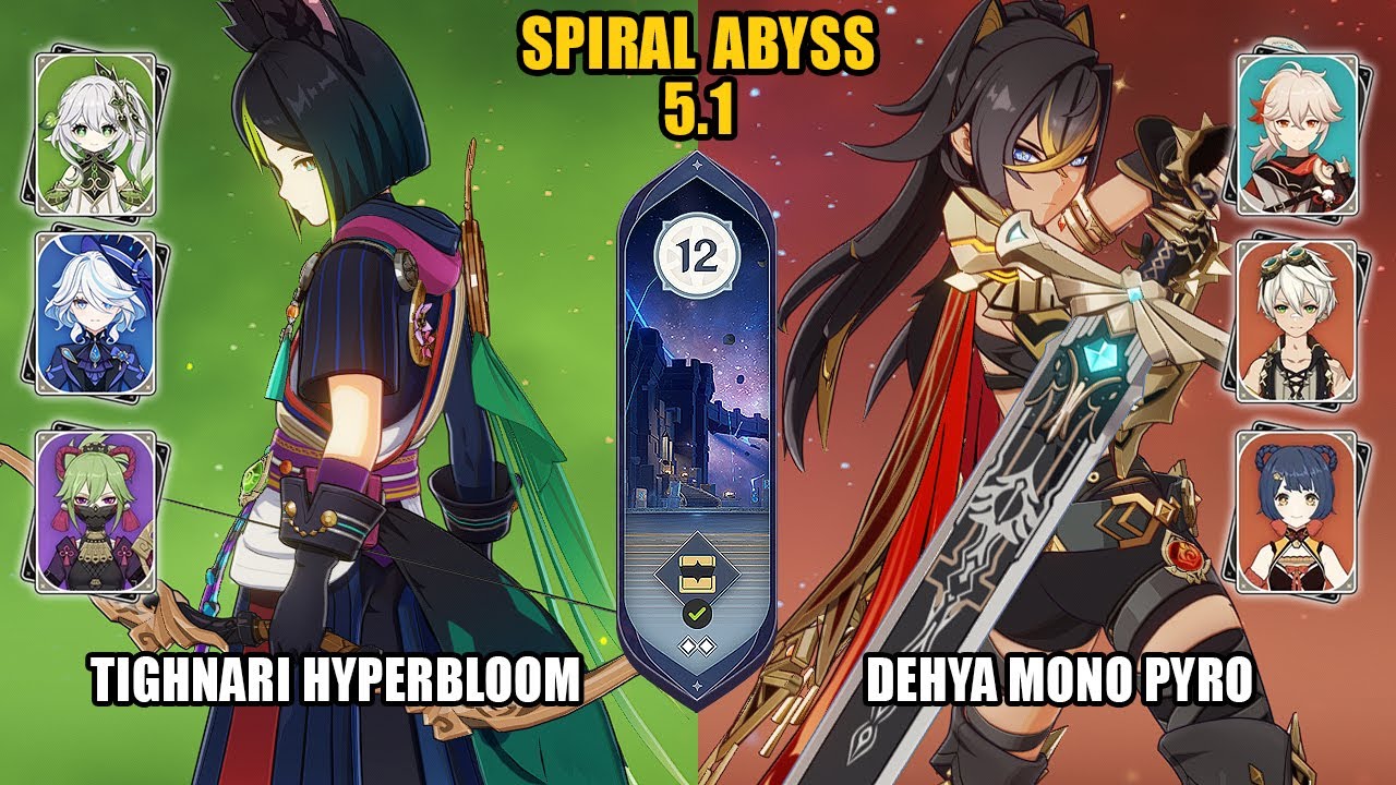 (F2P) Tighnari Hyperbloom & Dehya Mono Pyro | Spiral Abyss 5.1 - Floor 12 | Genshin Impact
