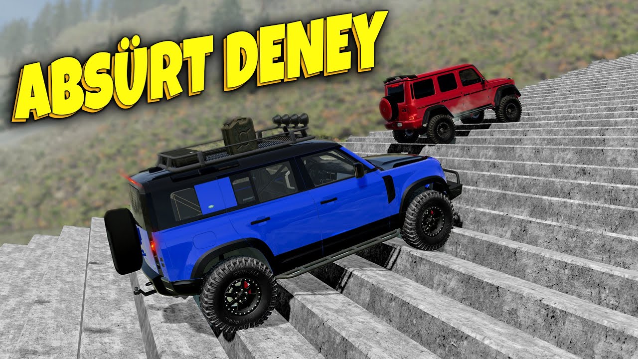 MERDİVENDEN ARABALARI ÇIKARDIM // Cars vs Stairs (Long Stairs) // ABSÜRT DENEY // BeamNG.drive