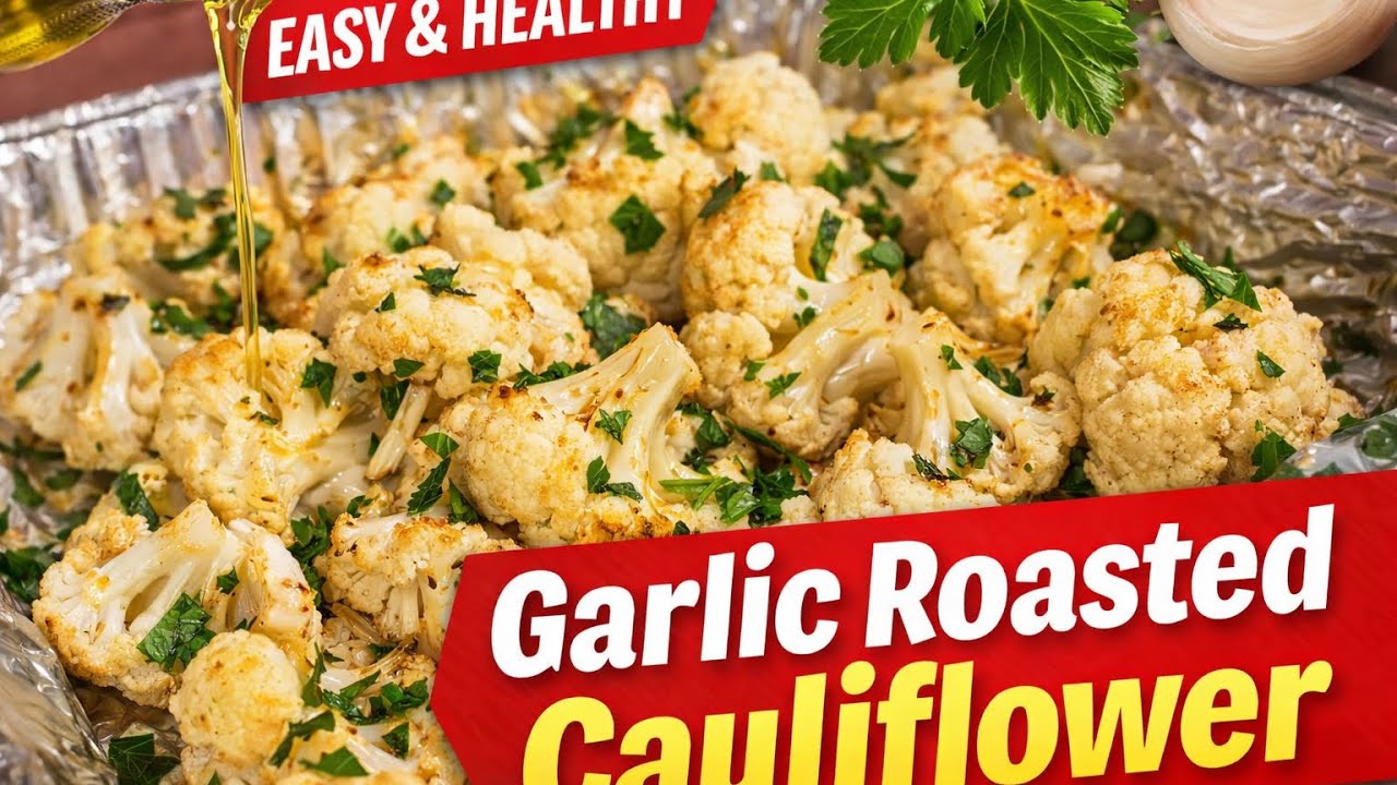 Roasted Cauliflower with Olive Oil and Garlic | Quick Healthy Recipe