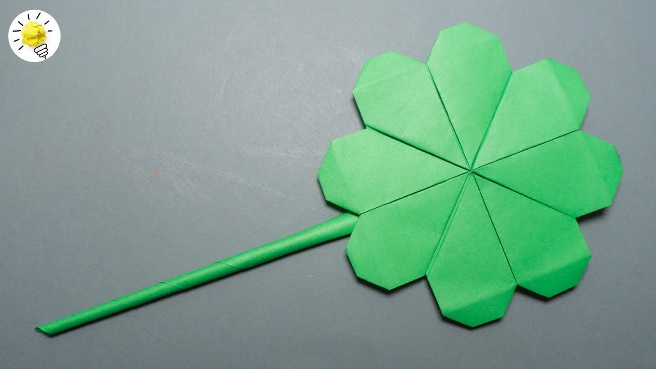 Kleeblatt falten aus Papier | Kinder basteln mit Papier | Anleitung vierbl&auml;ttriges Kleeblatt einfach