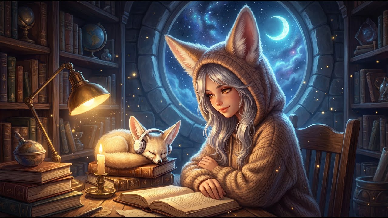 🎧 Cozy Lofi Hiphop 🦊 Deep Focus in a Magical Fox Library | 5 Hours Study & Relax Music