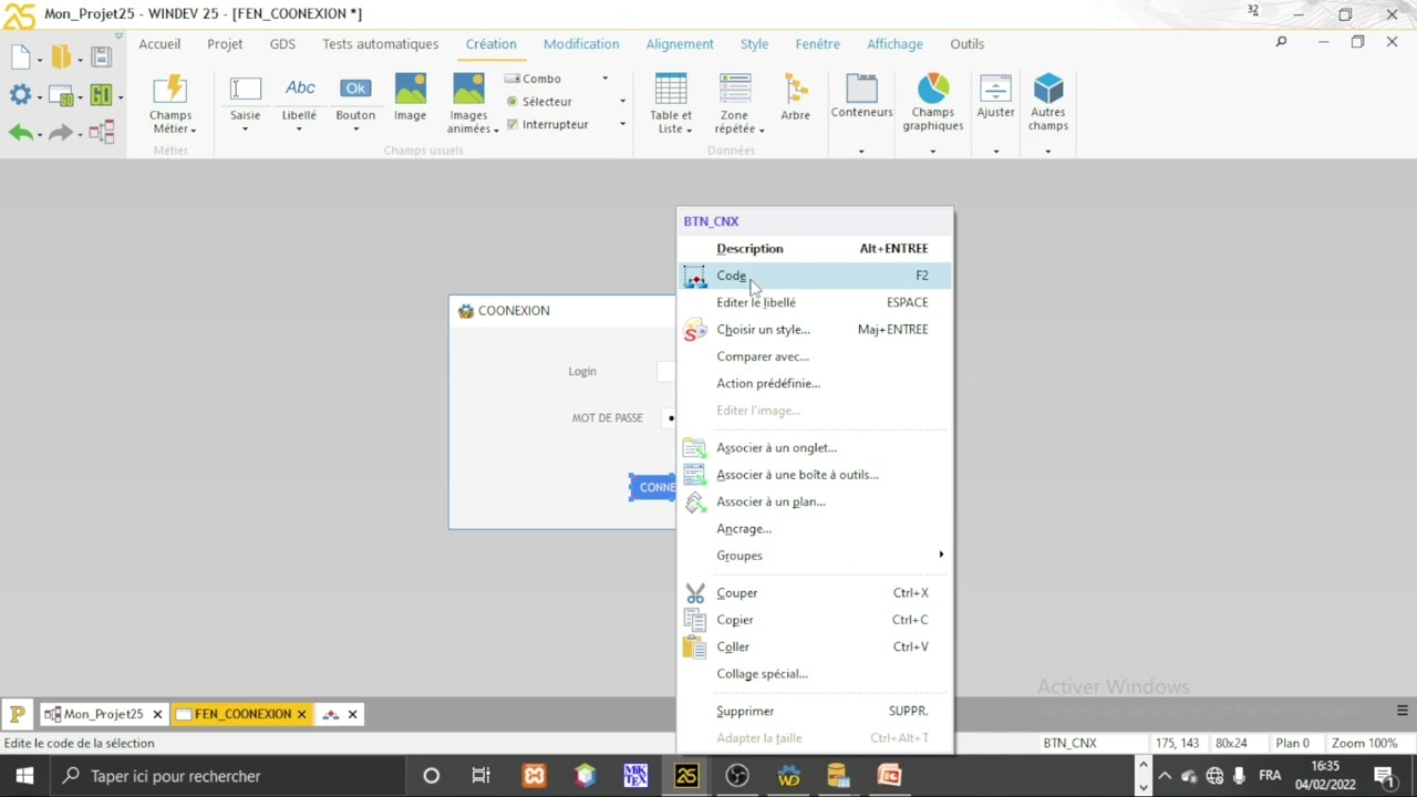 Comment faire une fenetre avec un mot de passe crypté sur windev !