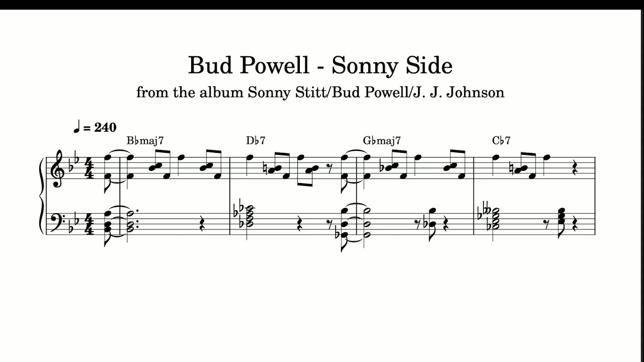Bud Powell - Sonny Side (1949, with Sonny Stitt) - Piano Transcription