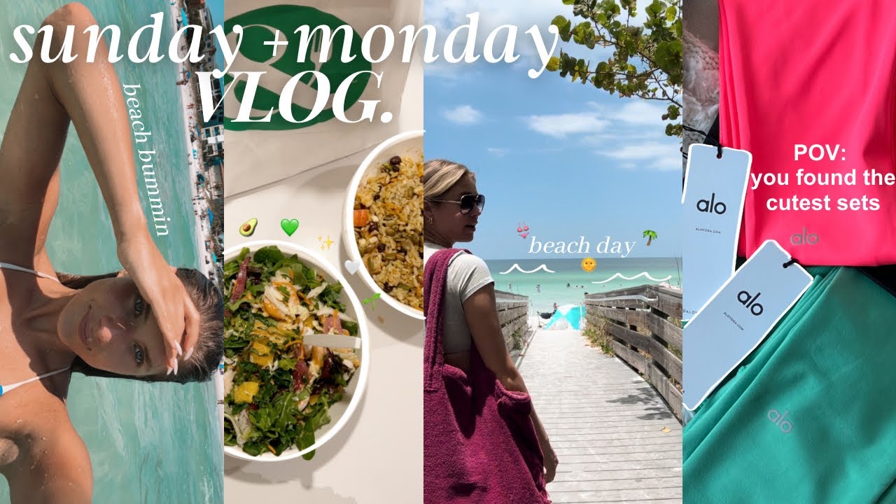SUNDAY + MONDAY VLOG: beach day, HUGE alo yoga haul, orangetheory workouts + coaching!