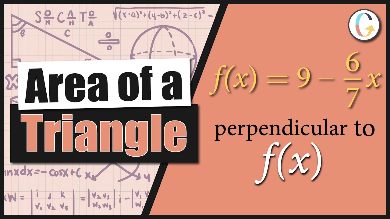 Find the area of a triangle bounded by the y-axis, the line f(x) = 9 – 6/7x, and the line