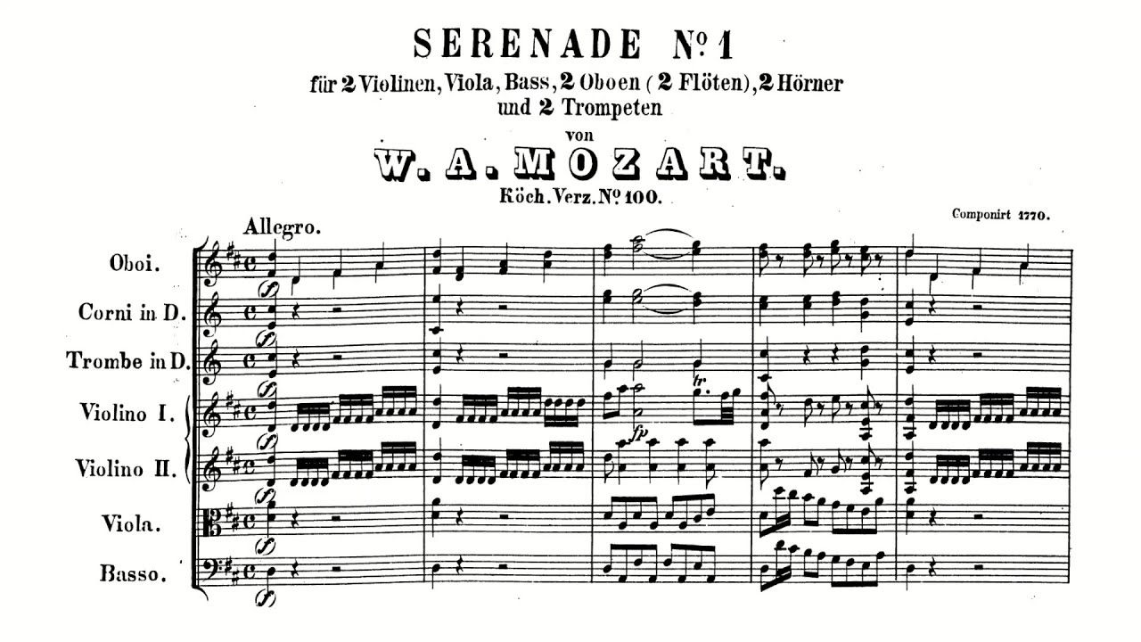 Mozart: Serenade No. 1 (Cassation) in D major, K. 100/62a (with Score)