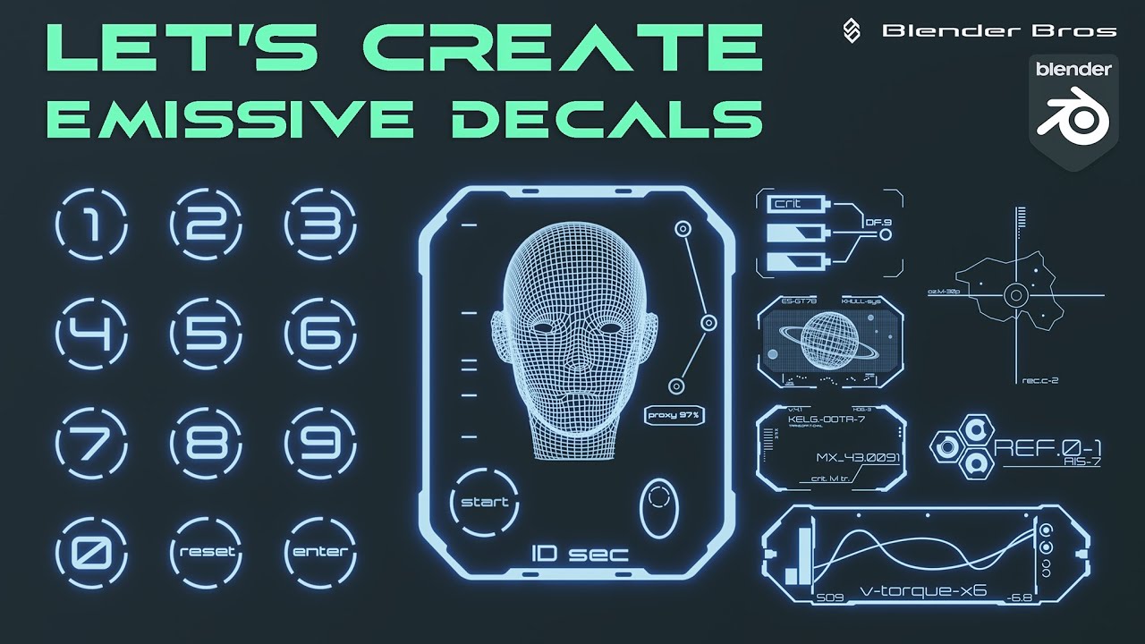 Blender tutorial - Easy Emissive SciFi UI Decal Design