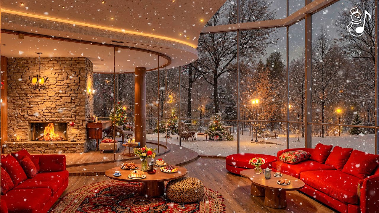 Instrumental Christmas Music With Fireplace 🔥 Relaxing Christmas Music 🎄 Soothing Winter Ambience