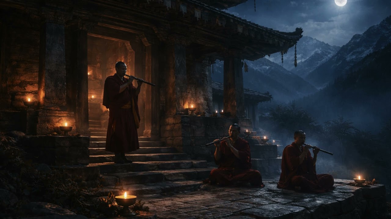 Moonlit Flute Temples &bull; Tibetan Night Journey for Sleep (No Vocals)