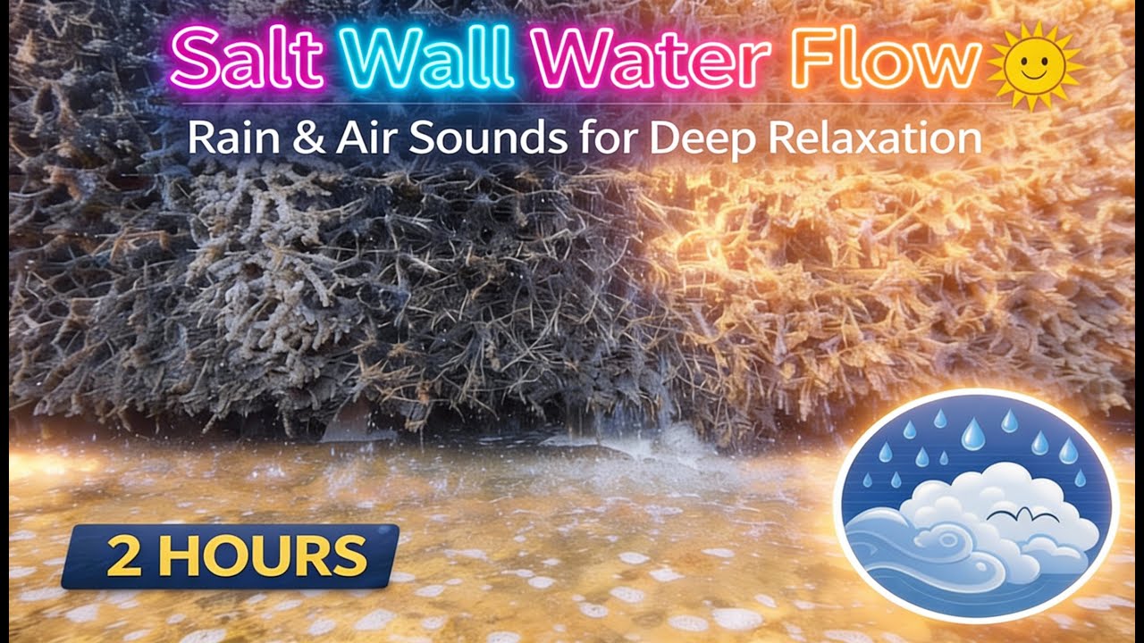 Salt Wall Water Flow 🌿 | Rain & Air Sounds for Deep Relaxation (2 Hours)