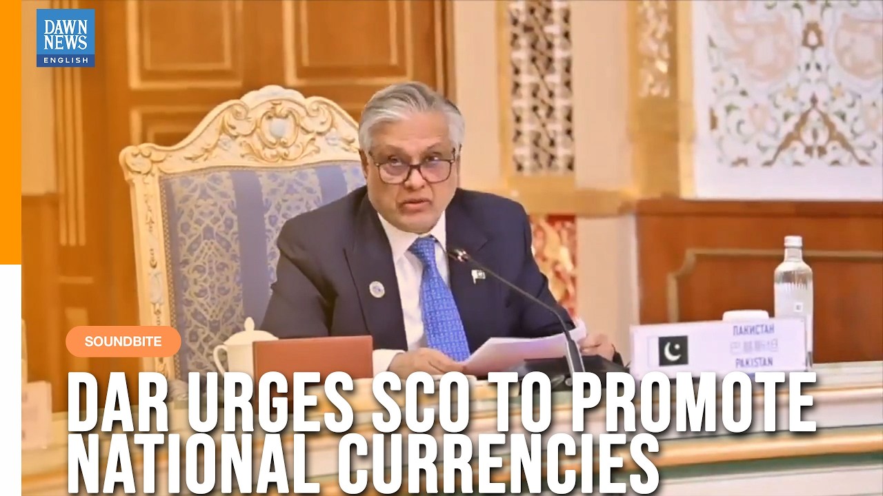 Ishaq Dar Urges SCO to Use National Currencies to Counter Global Economic Shocks | Dawn News English
