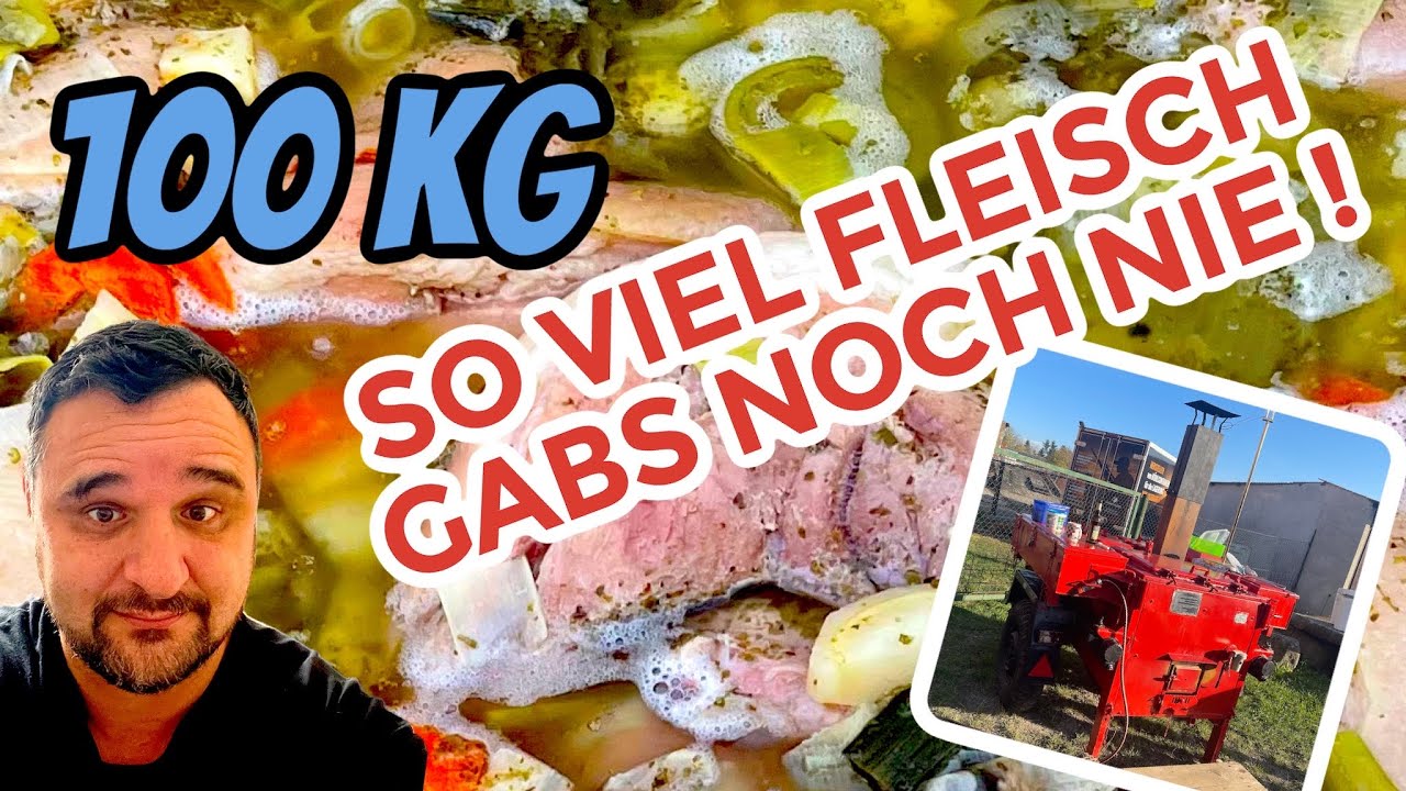 100 kg XXL HAXEN aus der DDR GULASCHKANONE / Eisbein in der Feldk&uuml;che --- Klaus grillt