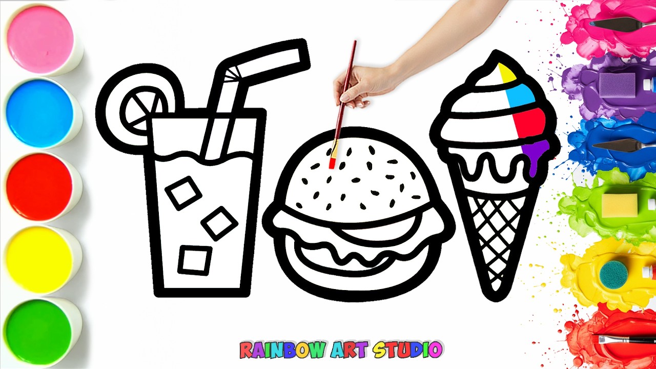 🍦🍔 How To Draw a Super Fun Food Set | Easy Step By Step Tutorial #111