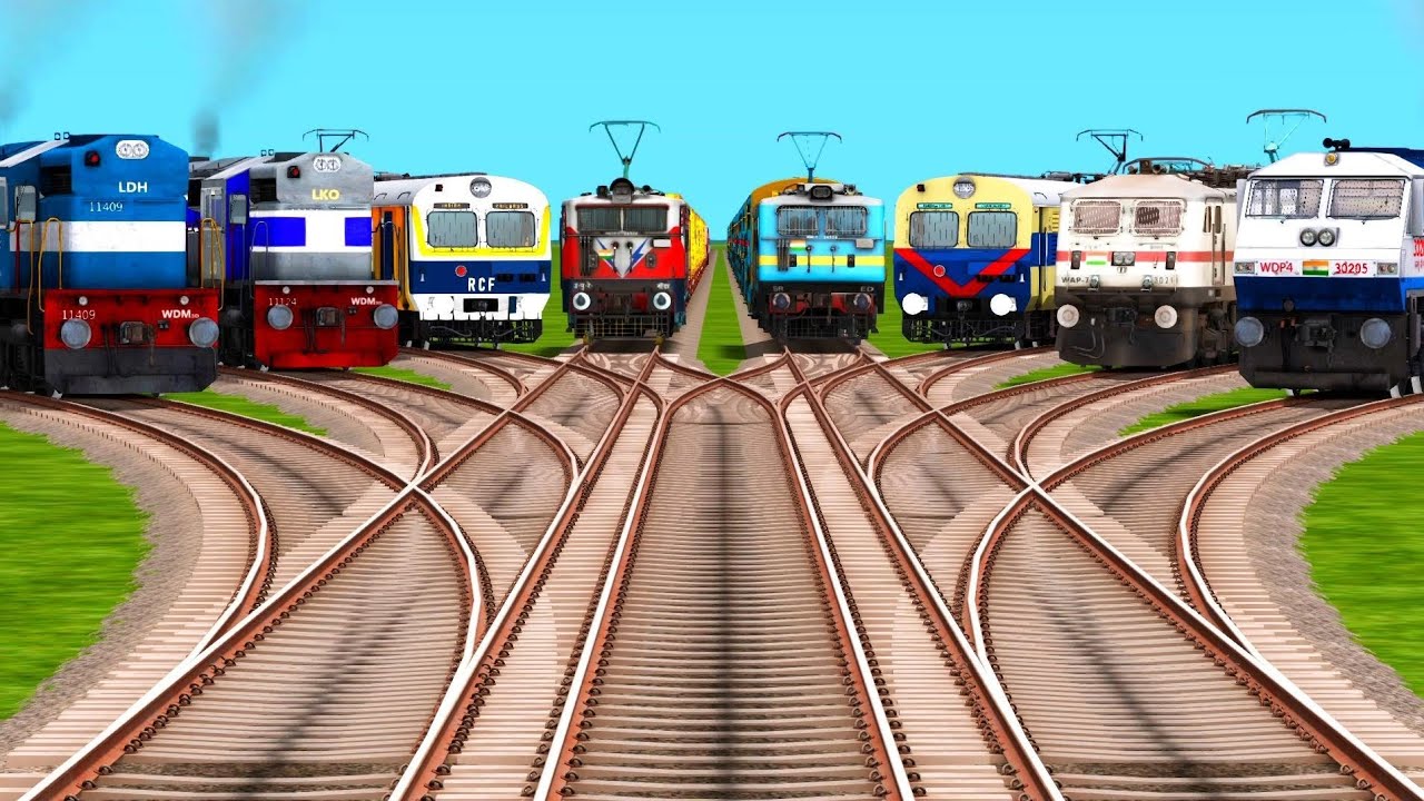 8 Indian Express Trains Run At Branched 🟠 Railroad Crossing Tracks | train simulator classic 