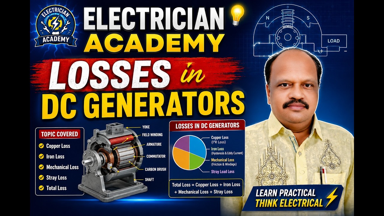 LOSSES IN DC GENERATOR ! JLM ! ELECTRICIAN SUBJECT IN TELUGU ! ELECTRICIAN ACADEMY ! THEETLA ACADEMY