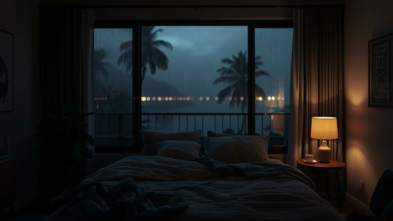 Rain Sounds for Deep Sleep | Cozy Bedroom by the Sea, Window Rain for Relaxation