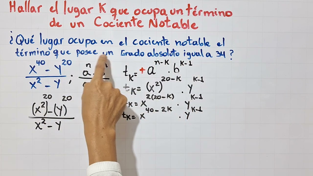 Hallar el lugar K que ocupa un término de un cociente notable