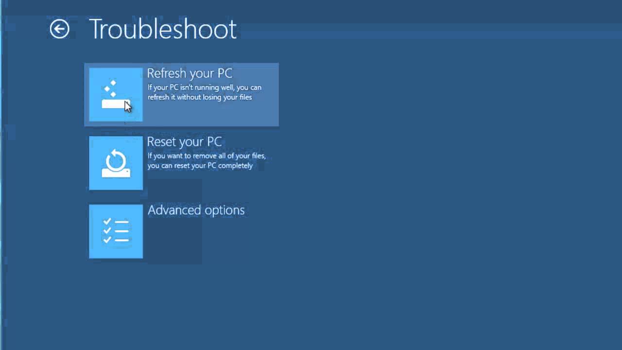 How to repair Windows 8 with the Refresh tool on the DVD