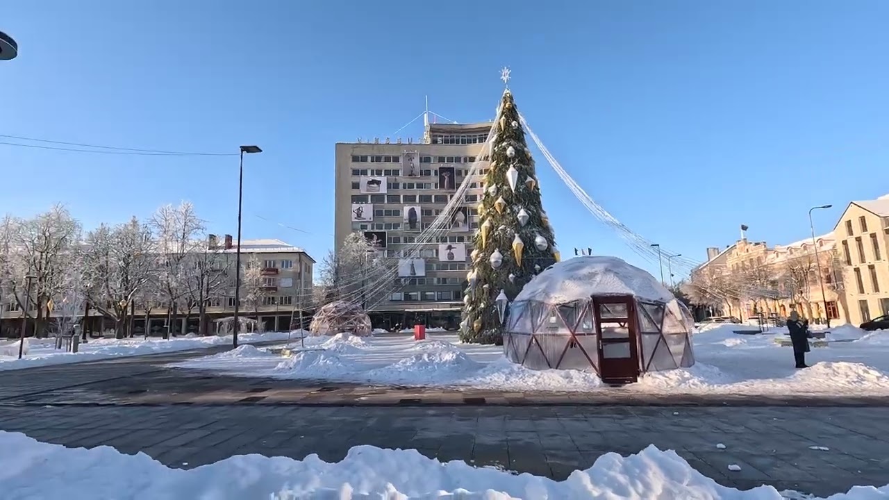 A walk through Panevėžys city center 🇱🇹 | 2022.12.18