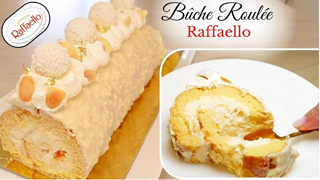 RECETTE DE BÛCHE DE NOËL RAFFAELLO FACILE À FAIRE ! BÛCHE ROULÉE