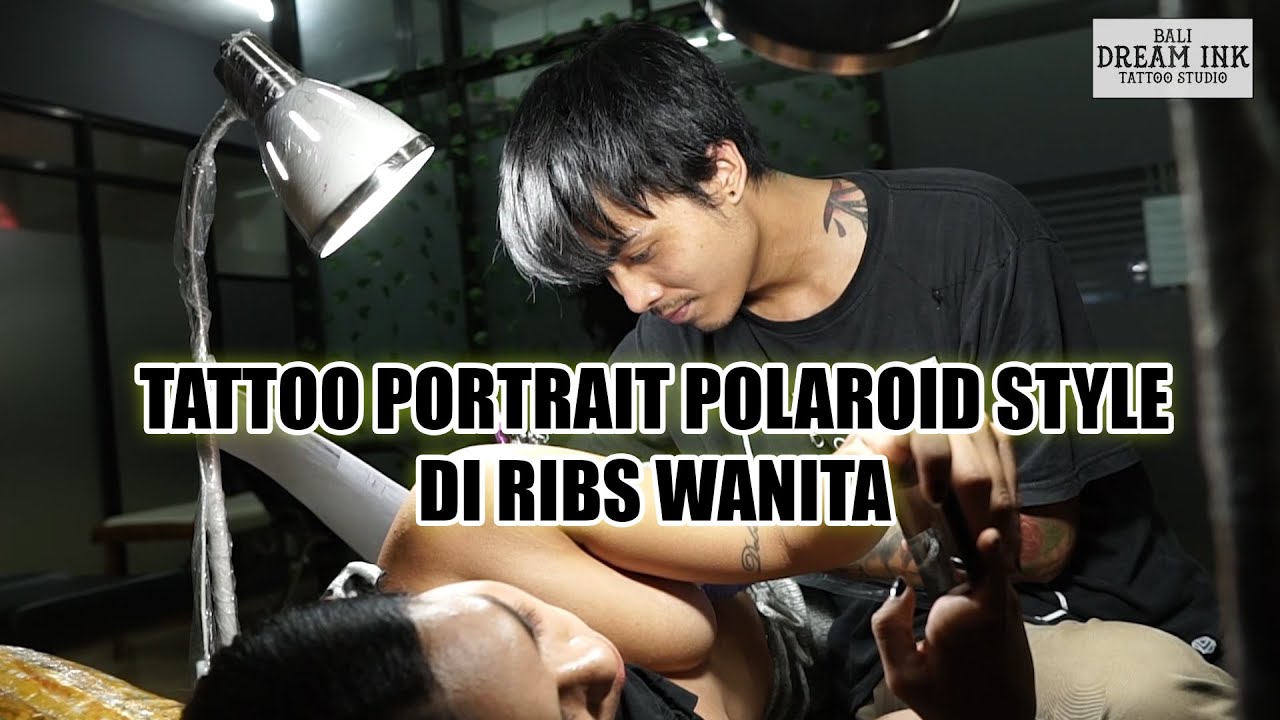 Tattoo Portrait Coin Size with Polaroid Style on Ribs Wanita