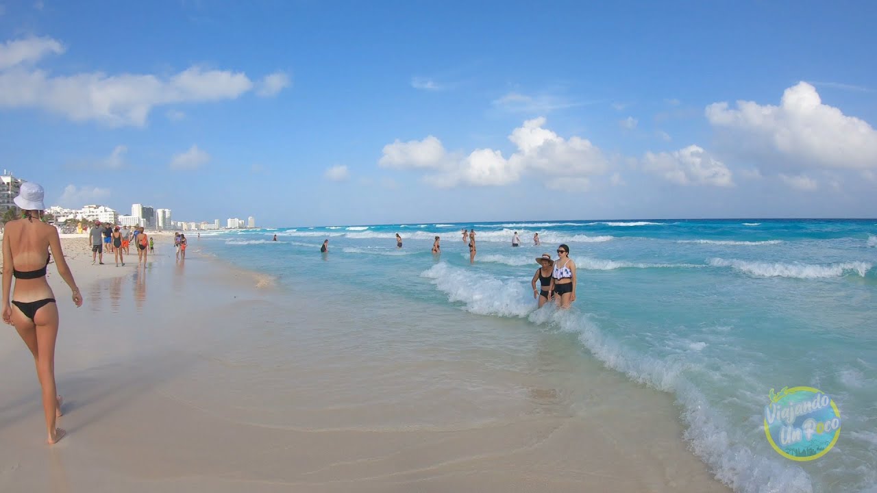 4K - Beach Walk PUNTA CANCÚN BEACHES & HOTEL ZONE Virtual Tour SUMMER