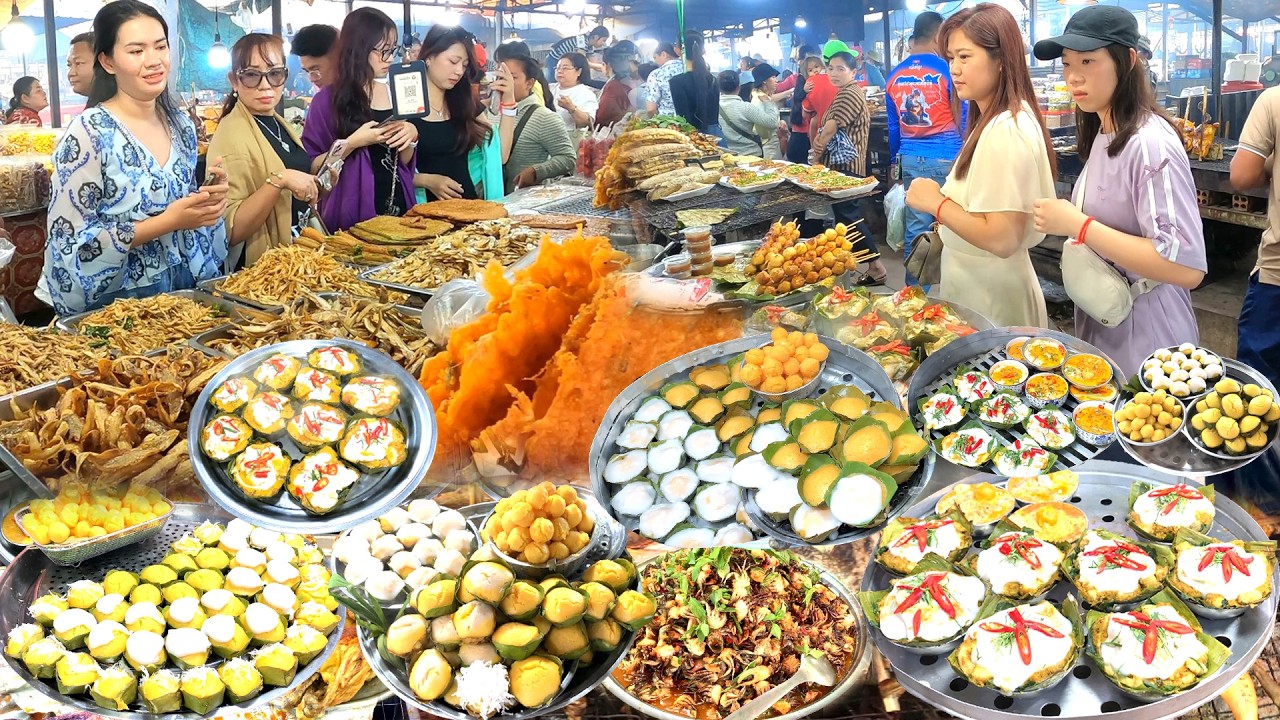 Best! Cambodian Street Food - Fantastic Countryside Food Market Scenes & Daily Walking Food Review