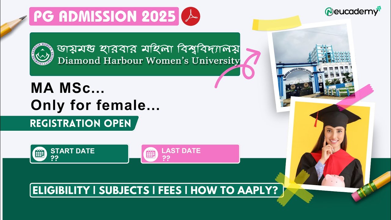Ongoing WB PG Admission 2025-26:  Diamond Harbour Women's University  (DHWU) | Only Female | MA, MSc