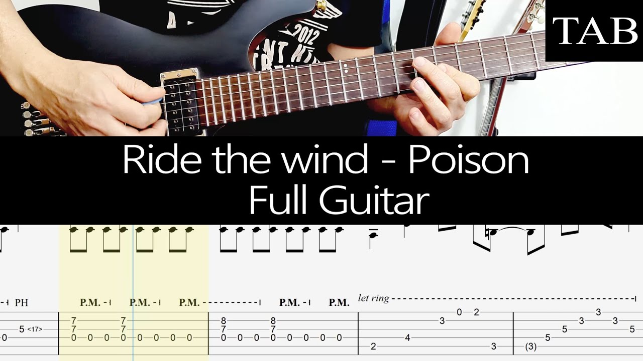 RIDE THE WIND - Poison (C.C. DeVille): FULL guitar cover + TAB