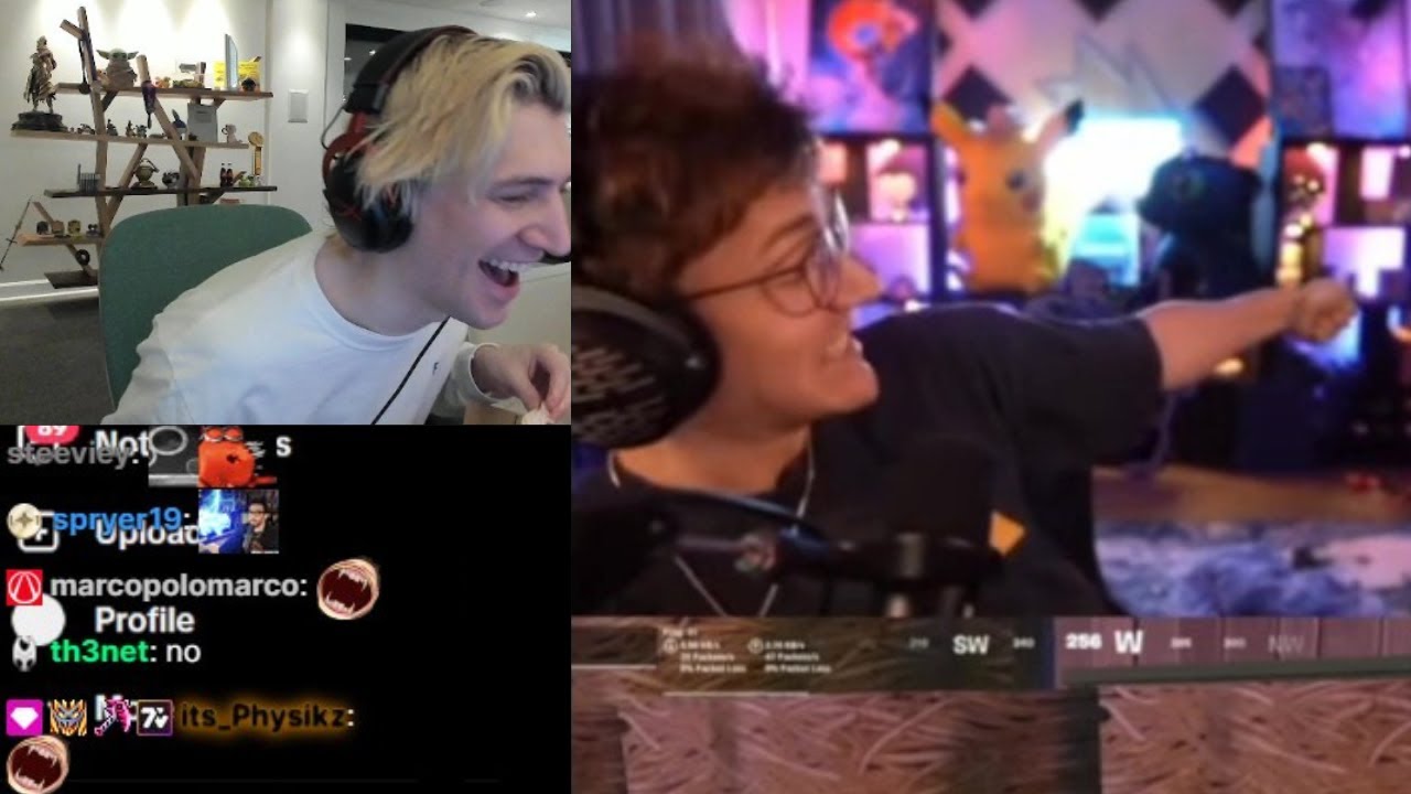xQc умирает от смеха над Ниндзя, который притворяется, что бьёт его собаку током, как Хасан