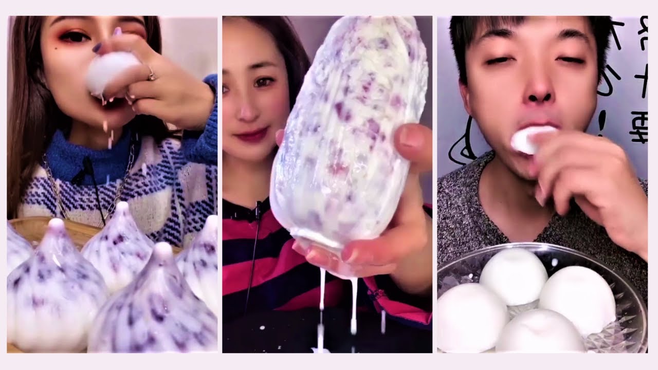FROZEN MILK ICE MUKBANG #197- SATISFYING CRUNCHY EATING SOUNDS!EATING#ASMR #MUKBANG