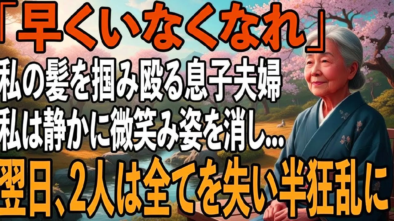 息子嫁の誕生日に髪を掴まれ殴られる私。その夜、息子を捨て、”ある復讐”を誓い姿を消した→翌日、2人は全てを失い半狂乱に【シニアライフ】【60代以上の方へ】