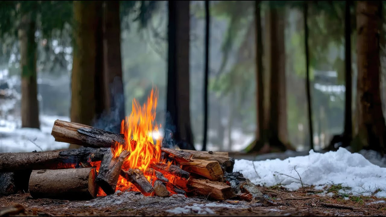Winter Crackling Fire Sounds for Peaceful Sleep