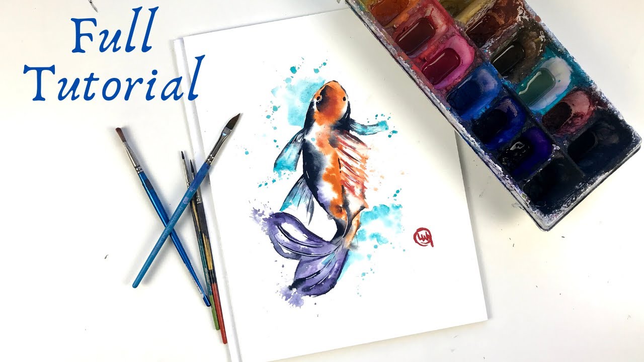 Watercolor Painting For Beginners Easy - How To Paint A Koi Fish In Watercolor