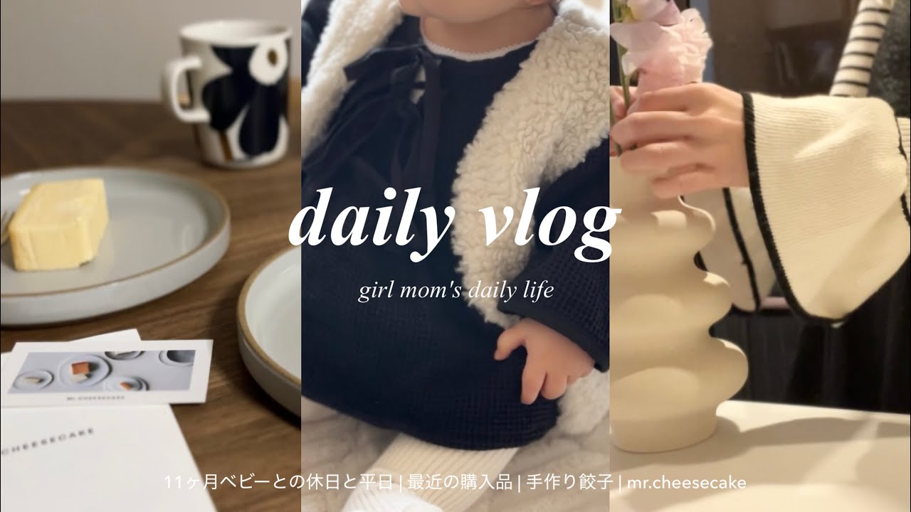 主婦vlog | 11ヶ月ﾍﾞﾋﾞｰとの平日と休日,最近の購入品🦢,手作り餃子🥟,mr.cheesecake☕️🍴