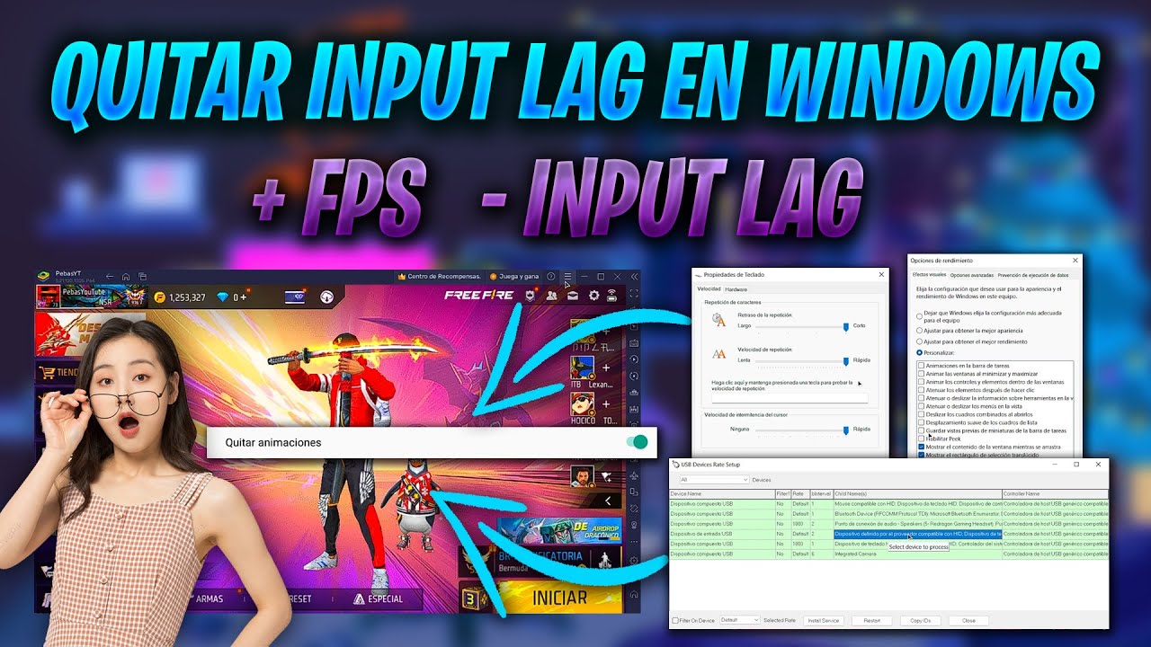 QUITAR INPUT LAG y MEJORAR FPS EN WINDOWS +240 FPS en FREE FIRE 🚀🤯