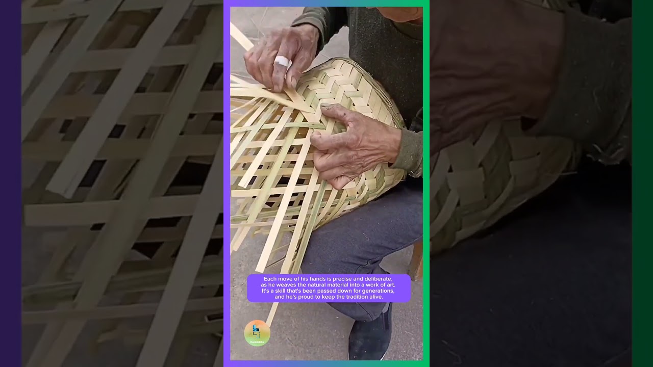 Master Craftsman Shows How He Weaves Bamboo Basket #bamboo #bamboocraft #short