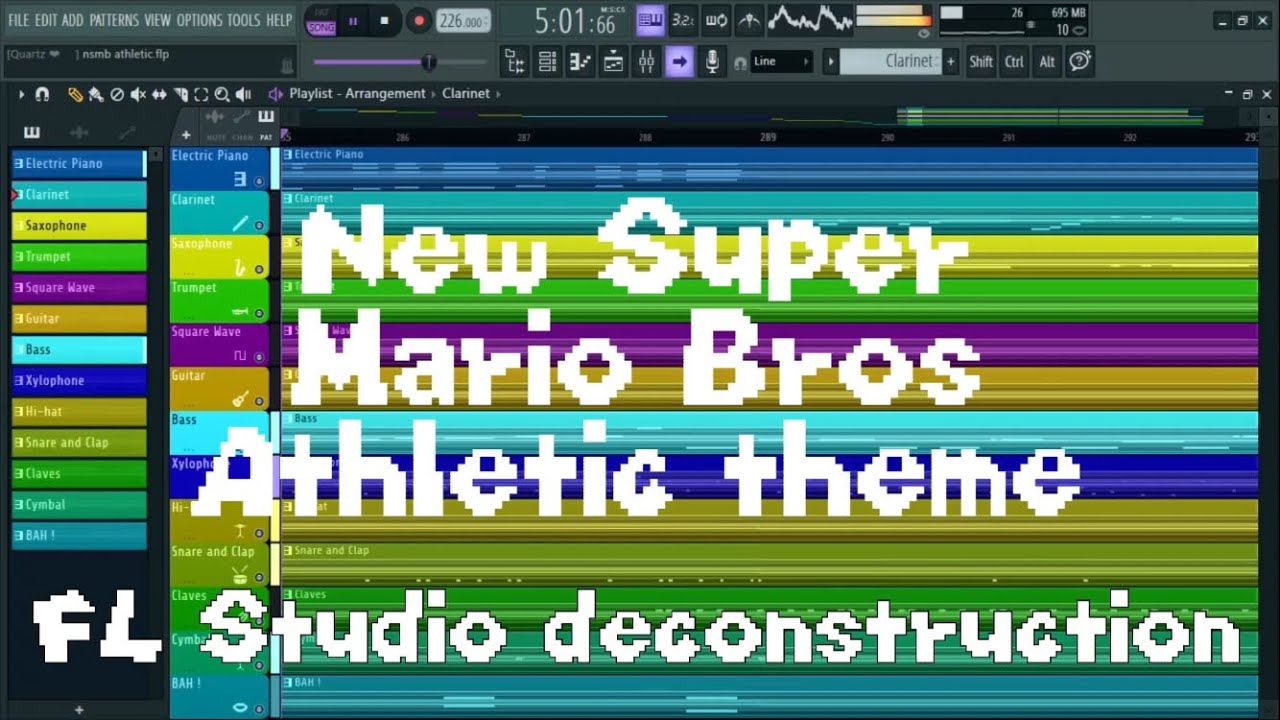 [FLP] New Super Mario Bros Athletic theme FL Studio deconstruction.