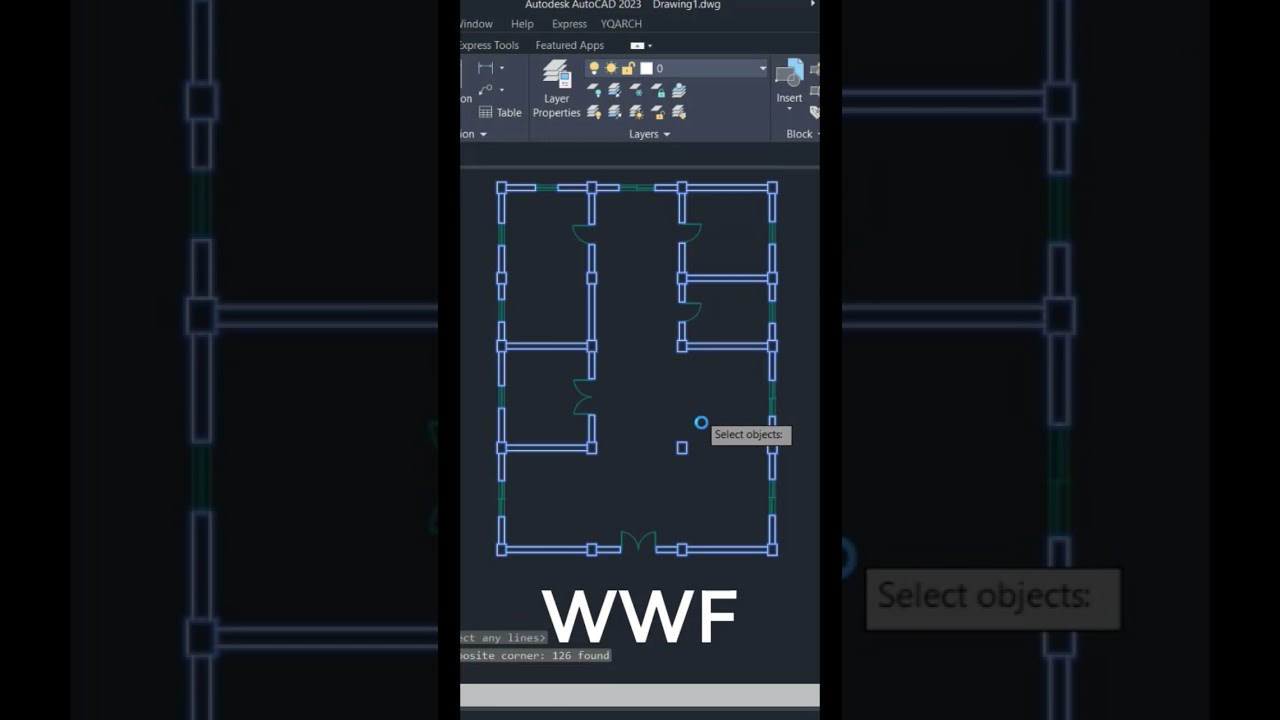 Fill In Walls & Columns Autocad #shorts