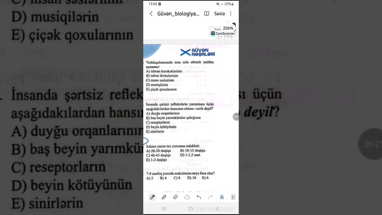 Ali sinir fəaliyyəti: Güvən test tapşırıqları.
