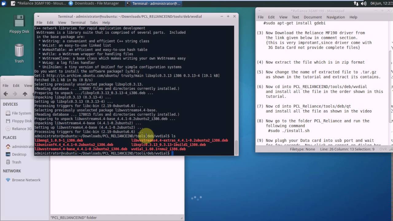 How to install Reliance 3G ZTE HSUPA MF190 on Xubuntu 14.04/Ubuntu 14.04/Lubuntu 14.04
