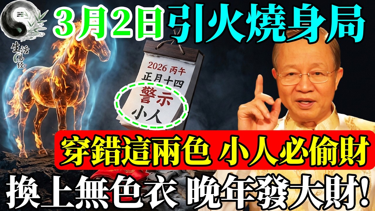 2026年3月2日身上千萬別穿這兩色，否則小人吸乾你的血！曾仕強：違背天規，晚年必敗。#曾仕強 #易經智慧 #易經 #正能量 #風水 #國學 #國學智慧 #人生感悟 #人生哲理 #因果