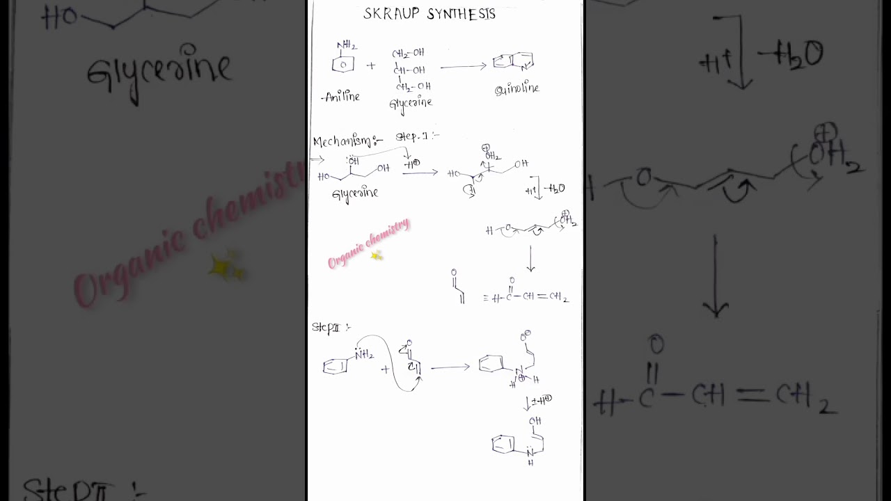 Skraup synthesis #preparation_of_quinoline#organic_chemistry #shorts #Organic_by_Nitian.. ✨✨