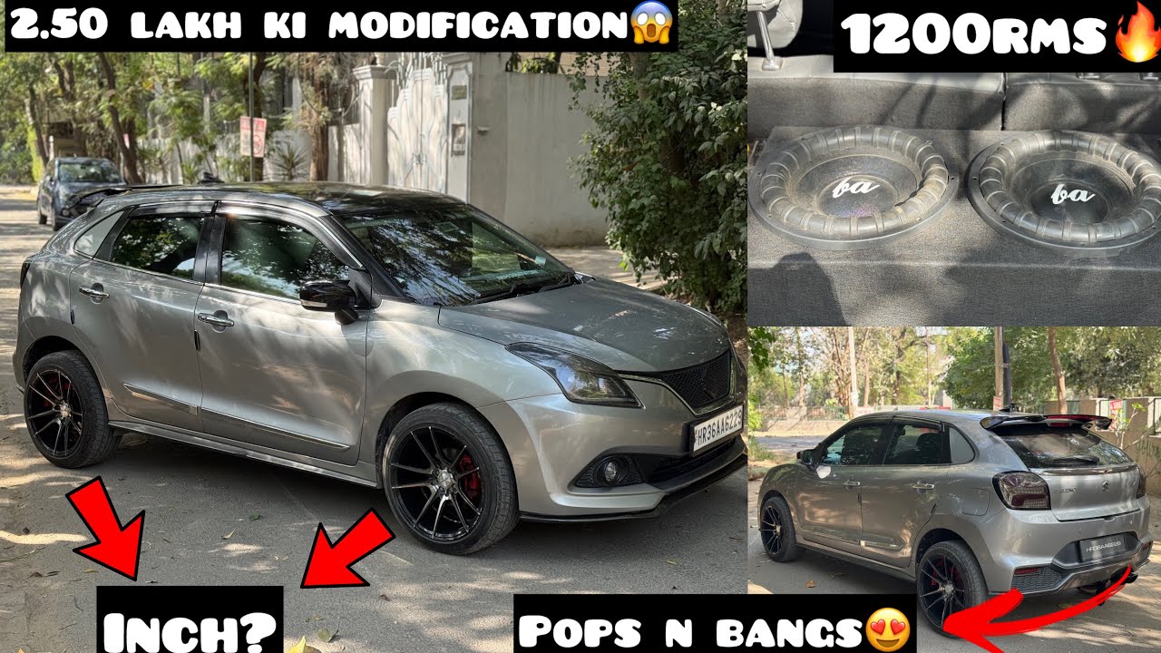 🔥Full modified baleno RS 😍Loud Exhaust with crackle Stage 2 convert 😱Loud Music System