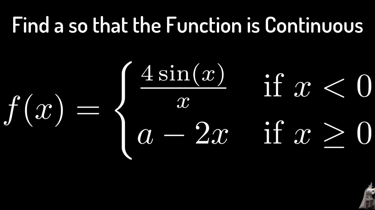Find a so that the Piecewise Function is Continuous