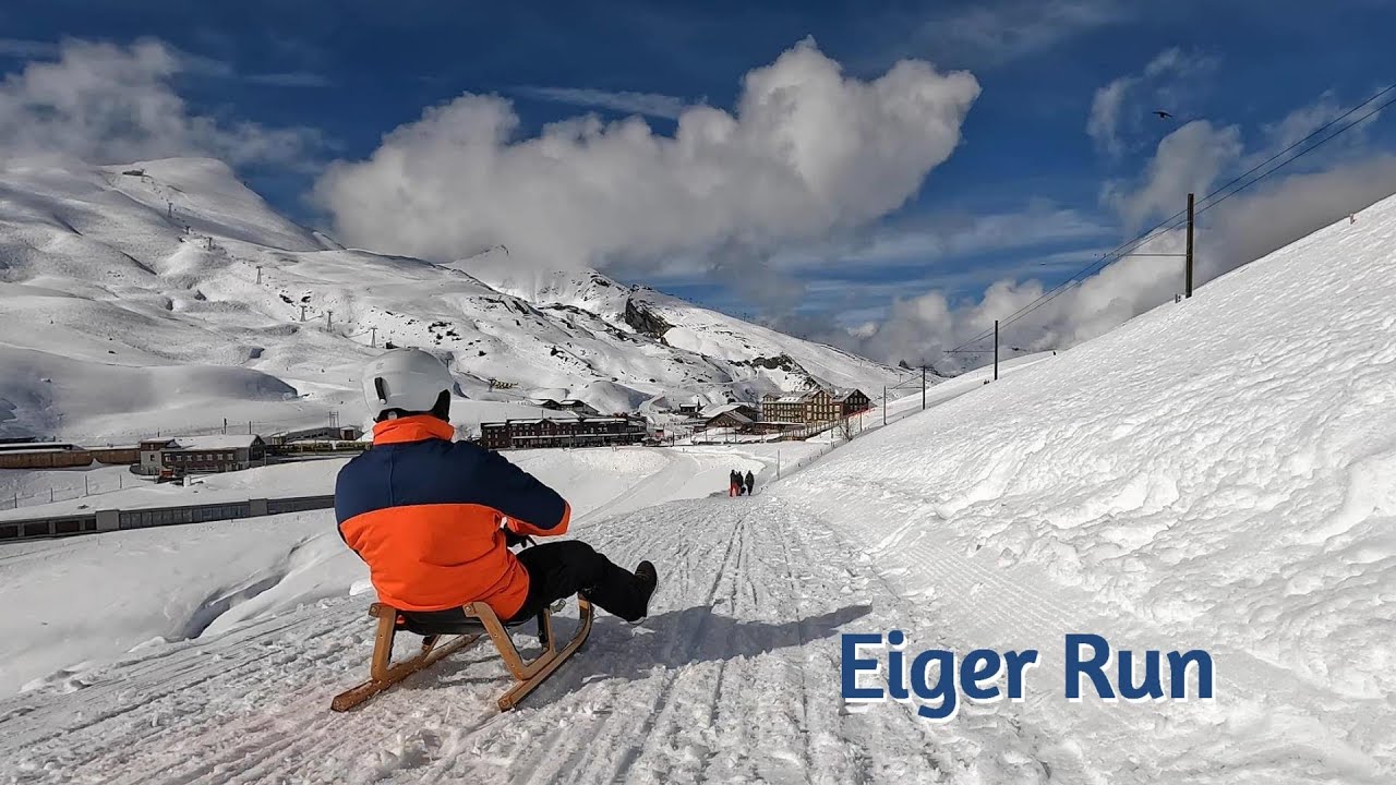 Sledding Fun on the Eiger Run: Eigergletscher-Kleine Scheidegg-Alpiglen (Switzerland, March 2024)