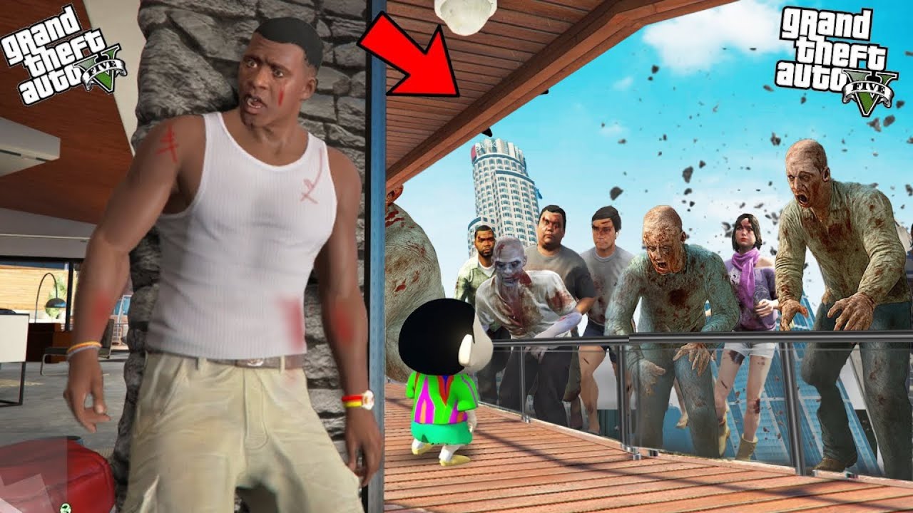 Franklin Try To Survive A Deadly Zombie Apocalypse In His House In GTA 5!